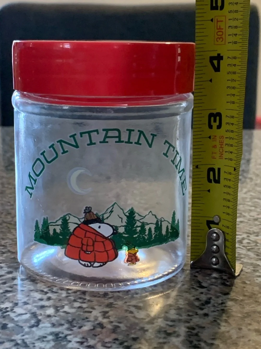 Mountain Time Snoopy Jar with Red Lid